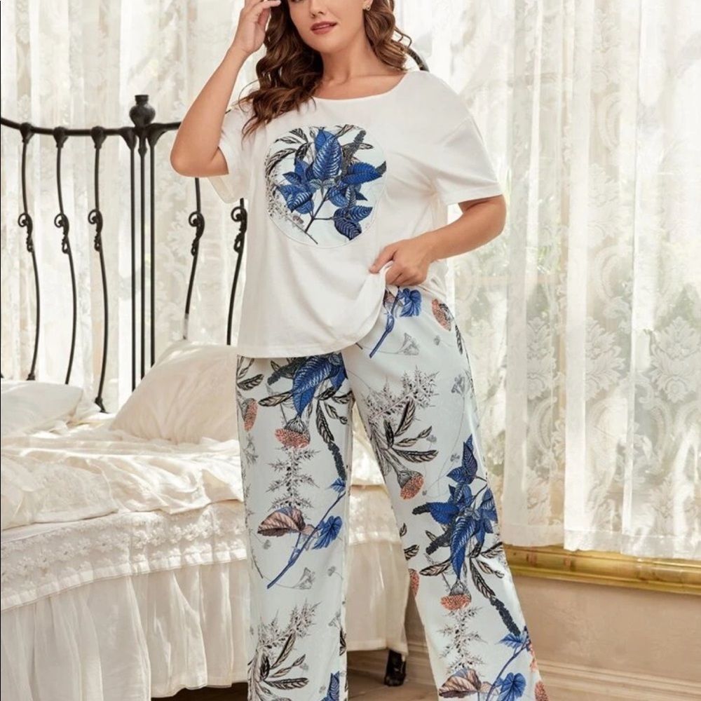 SHEIN plant print pj set